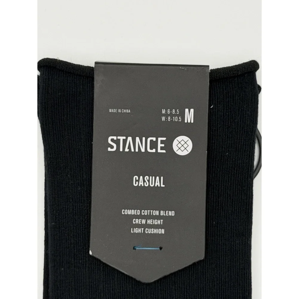 Stance Rolled Solid Crew Socks Black Womens Medium W546C25ROL NWT